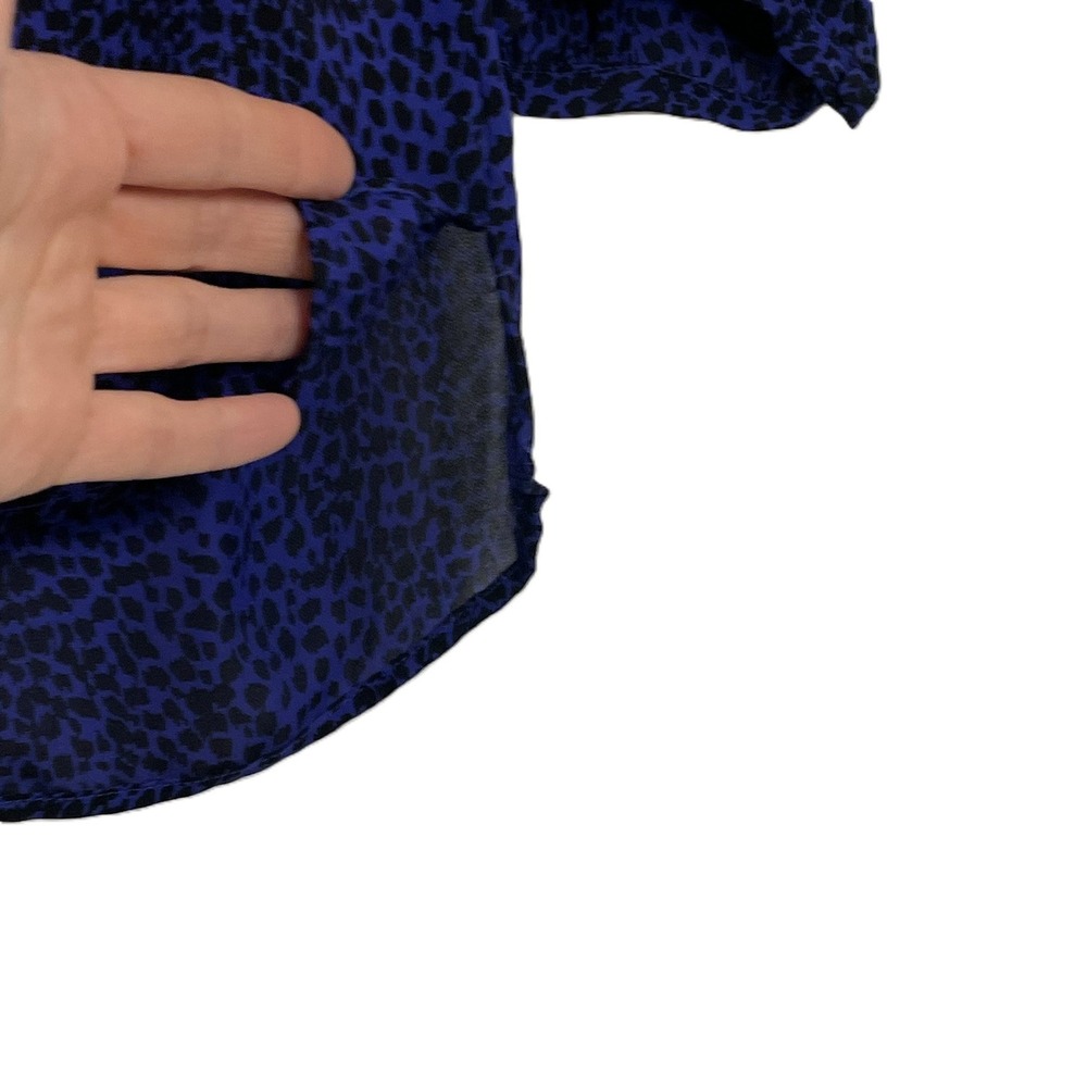 Joie XS Silk Leopard Print Blouse Purple Black V-Neck 3/4 Sleeve - Picture 11 of 14